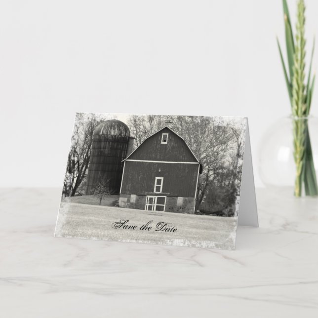 Country Barn Wedding Save the Date Announcement (Front)