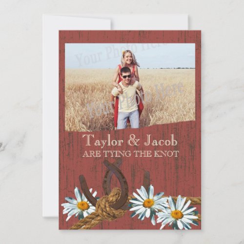 Country Barn Wood and Daisies Save the Date