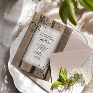 Country Barn Wood and Flowers Bridal Shower Invitation