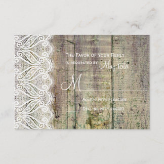 Country Barn Wood and Lace Wedding RSVP Cards