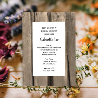 Country Barn Wood Bridal Shower Invitation