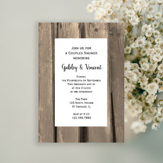 Country Barn Wood Couples Wedding Shower Invitation