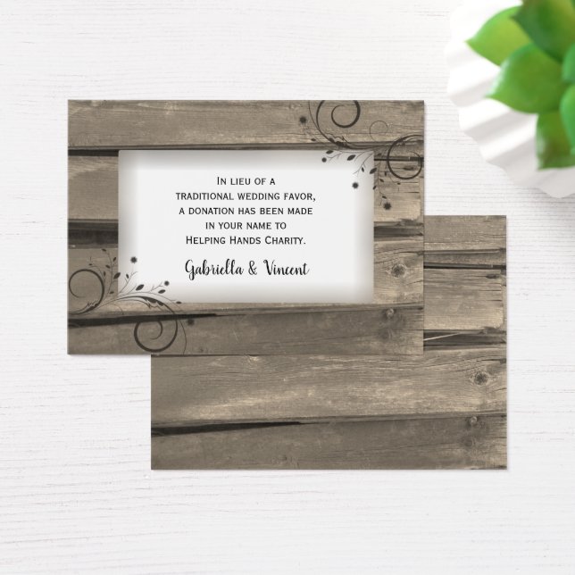 Country Barn Wood Flowers Wedding Charity Favor (Desk)
