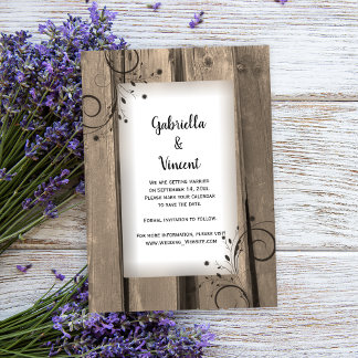 Country Barn Wood Flowers Wedding Save the Date Invitation