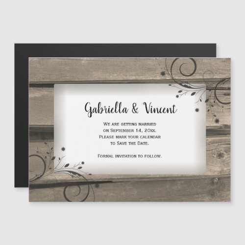 Country Barn Wood Flowers Wedding Save the Date Magnetic Invitation