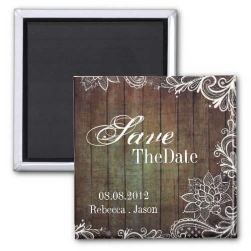 country barn wood lace rustic save the date magnet