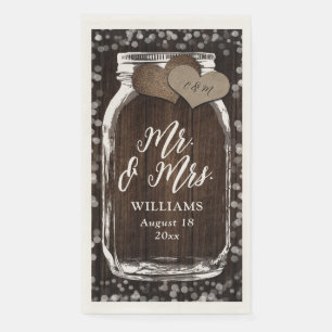 Country Barn Wood Mason Jar Mr. & Mrs. Wedding Paper Guest Towels