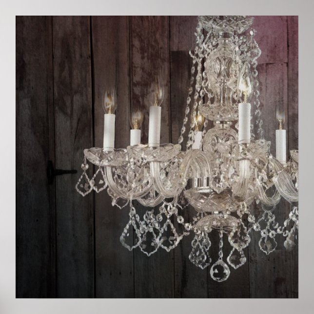 Country barn wood Parisian vintage chandelier Poster (Front)