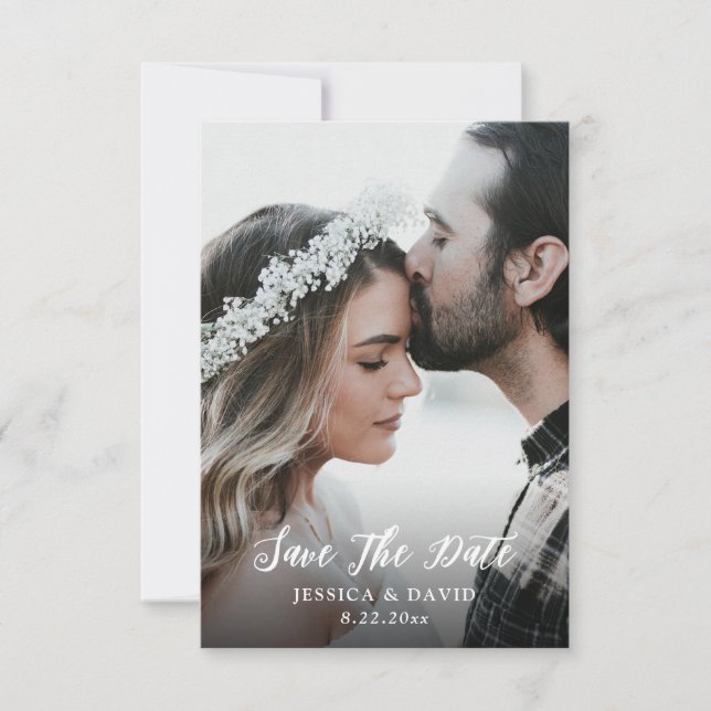 Country Barn Wood Photo Wedding Save The Date Card (Front)