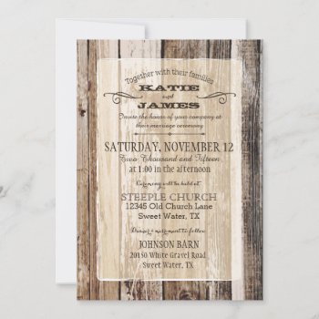 Country Barn Wood Planks Rustic Wedding Invitation by NouDesigns at Zazzle