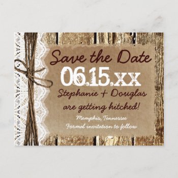 Country Barn Wood Rustic Save The Date Postcards by RusticCountryWedding at Zazzle