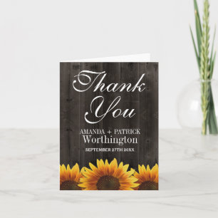 Country Barn Wood Rustic Sunflower Thank You Cards