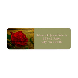 country barn wood summer red rose wedding label