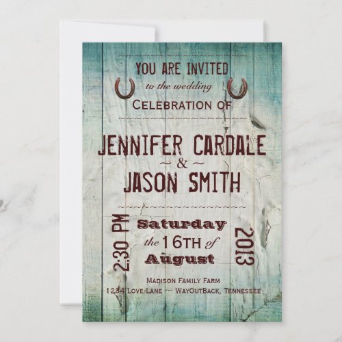 Country Barn Wood Typography Wedding Invitations
