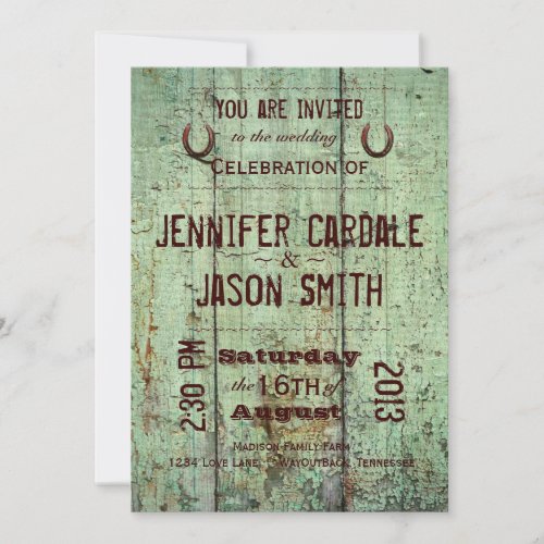 Country Barn Wood Typography Wedding Invitations