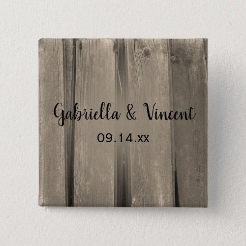 Country Barn Wood Wedding Button