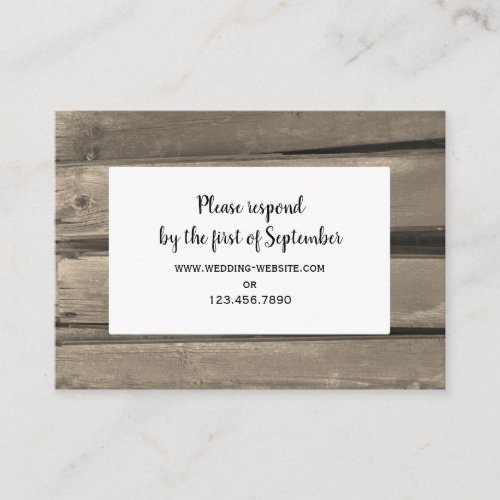 Country Wedding RSVP Response Card Business Card Template