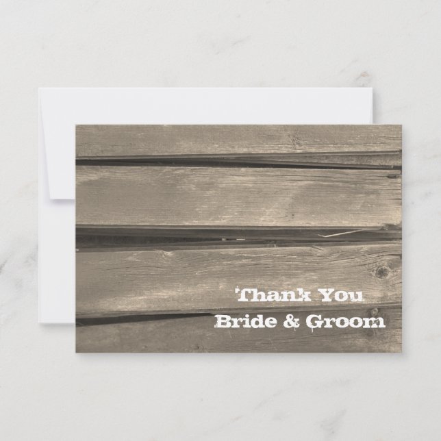 Country Barn Wood Wedding Thank You Note (Front)