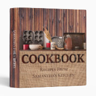 Country Barnwood Burlap Recipe Album 3 Ring Binder