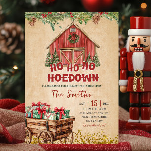 Country Barnyard Holiday Hoedown Party Invitation
