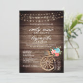 Country Barrel Wedding with Teal and Coral Floral  Invitation (Standing Front)