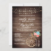 Country Barrel Wedding with Teal and Coral Floral  Invitation (Front)