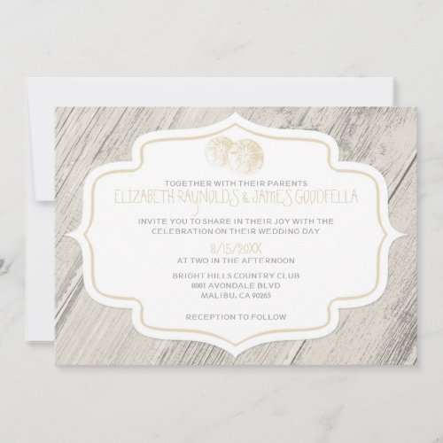 Country Beach Sand Dollar Wedding Invitations