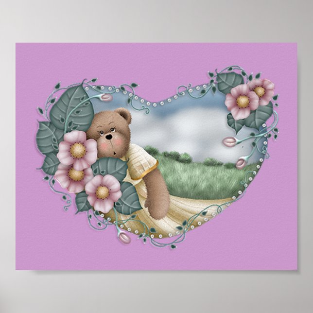 Country Bear in a Heart Print (Front)