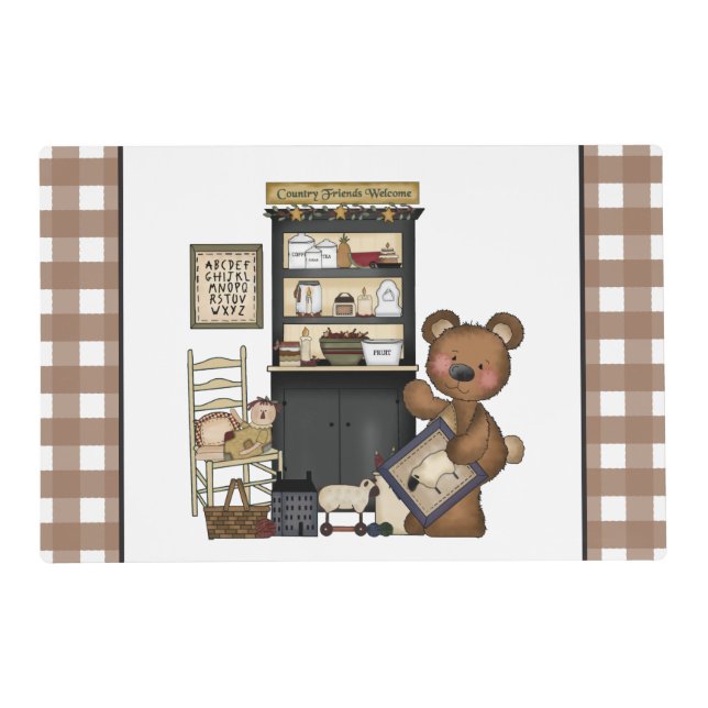 Country Bear laminated place mat double sided (Front)