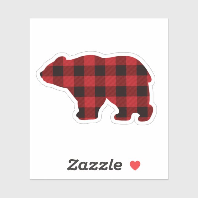 Country bear - red and black plaid sticker (Sheet)