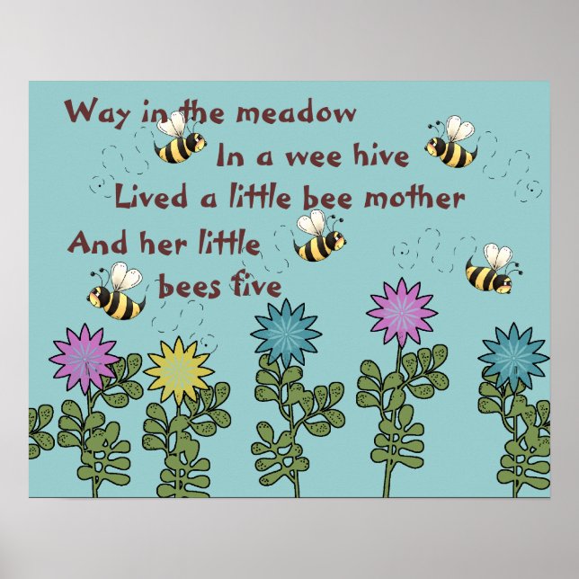 Country Bees and Flowers Nursery Rhyme Poster (Front)