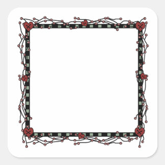 Country Berries, Twigs & Hearts Square Wreath Sticker