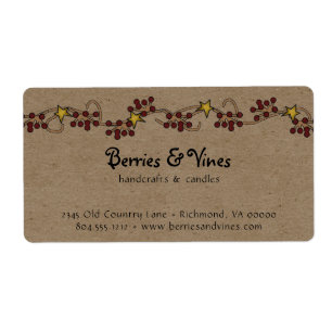Country Berry and Star Garland Product or Business Label
