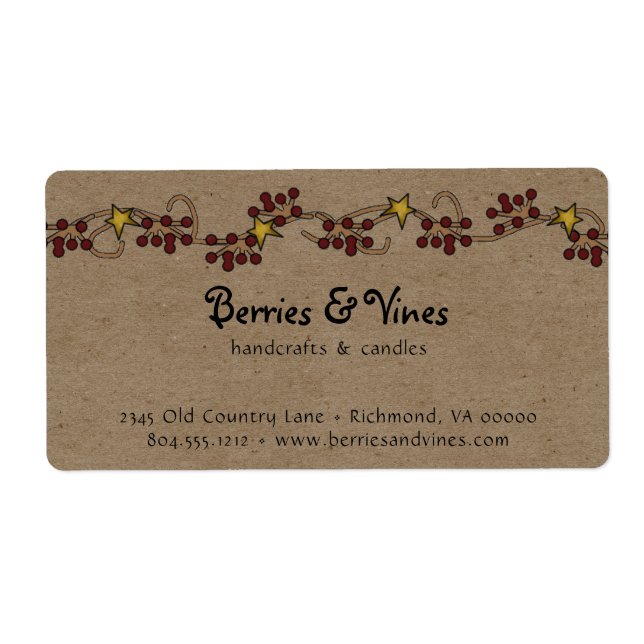 Country Berry and Star Garland Product or Business Label (Front)