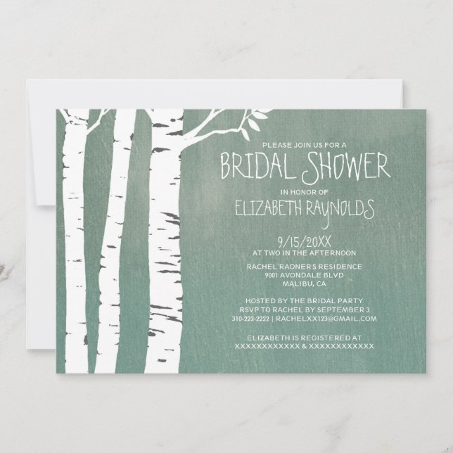 Country Birch Tree Bridal Shower Invitations (Front)