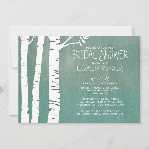Country Birch Tree Bridal Shower Invitations