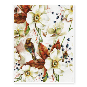 Country bird garden monogram girly temporary tattoos