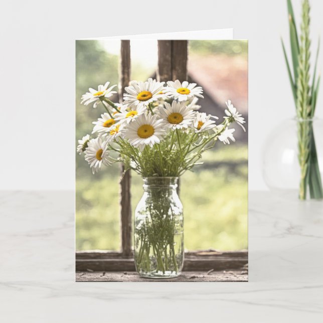 Country Birthday Daisy Bouquet Card (Front)