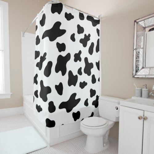 Country Black and White Cow Spots  Shower Curtain