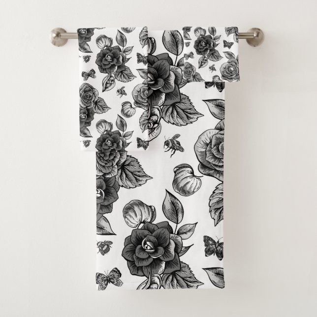 Country Black Rose Towel Set (Insitu)