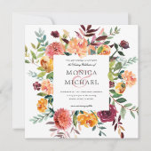Country Bloom | Autumn Botanical  Frame Wedding Invitation (Front)