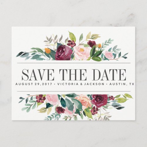 Country Bloom Floral Rustic WEDDING save the date Announcement Postcard