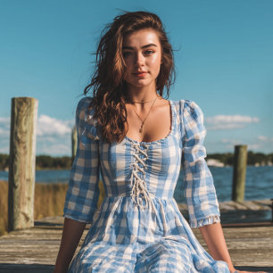 Country Blue and White Buffalo Plaid Fabric