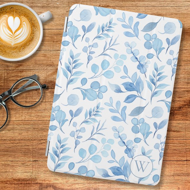 Country Blue and White Foliage Monogram  iPad Mini Cover (Creator Uploaded)