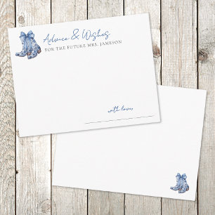 Country Blue Bow Cowboy Bridal Shower Advice Enclosure Card