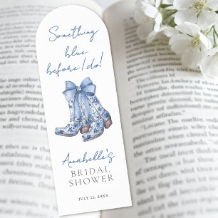 Country Blue Bow Cowboy Bridal Shower Bookmarks