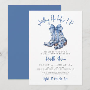 Country Blue Bow Cowboy Bridal Shower Invitation