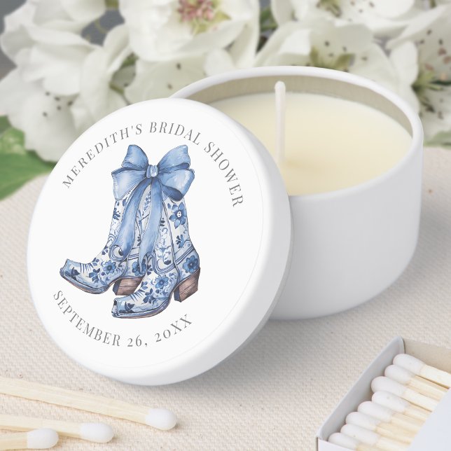 Country Blue Bow Cowboy Bridal Shower Mini Candle Favors (Country Blue Bow Cowboy Bridal Shower Mini Candle Favors)