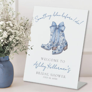 Country Blue Bow Cowboy Bridal Shower Welcome Sign