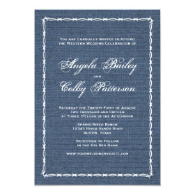 Country Blue Denim and Barb Wire Invitation